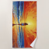 Meisje zonsondergang strand lopen oceaan golven de strandlaken (Voorkant)