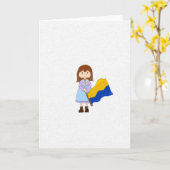 Meisje zwaait Oekraïense vlag Kaart (Gele Bloem)