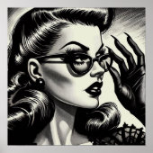  Meisje Zwart-wit Tekening Poster (Voorkant)