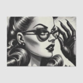  Meisje Zwart-wit Tekening Tissuepapier (Voorkant)