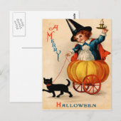 Meisje & Zwarte Kat Briefkaart (Voorkant / Achterkant)