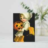 Meisje & Zwarte Kat Briefkaart (Staand voorkant)
