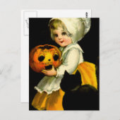 Meisje & Zwarte Kat Briefkaart (Voorkant / Achterkant)