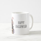 Meisje Zwarte Kat Halloween Koffiemok (Voorkant rechts)