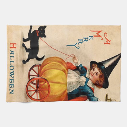 Meisje & Zwarte Kat Theedoek (Horizontaal)