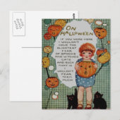 Meisje & zwarte katten briefkaart (Voorkant / Achterkant)