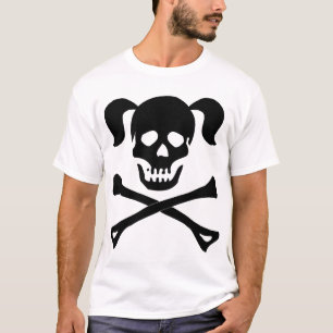 Meisje zwarte schedel met lichte kleuren, vrouw t-shirt