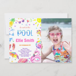 Meisje Zwembad Foto uitnodiging
