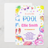 Meisje Zwembad uitnodiging (Voorkant / Achterkant)