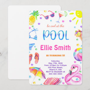 Meisje Zwembad uitnodiging