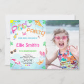 Meisje Zwembad Verjaardag Foto uitnodiging (Voorkant)