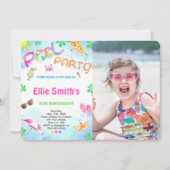 Meisje Zwembad Verjaardag Foto uitnodiging (Voorkant)