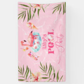 Meisje Zwembad verjaardagsfeestje flamingo welkom Spandoek (Verticaal)
