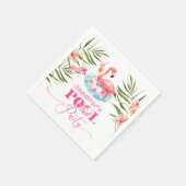 Meisje zwembad verjaardagsfeestje roze flamingo servet (Hoek)