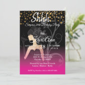 Meisjes 00th Birthday Party - Pink Invit Kaart (Staand voorkant)