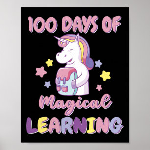 Meisjes 100 Dagen School Outfit Unicorn Rugzak Poster