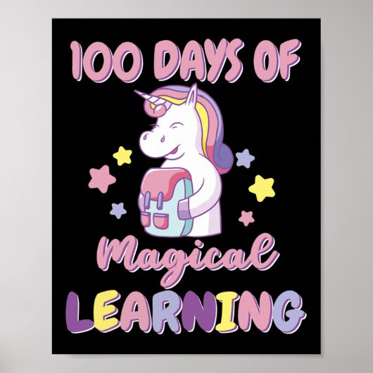 Meisjes 100 Dagen School Outfit Unicorn Rugzak Poster (Voorkant)