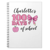 Meisjes 100 dagen school roze potlood strik notitieboek (Voorkant)