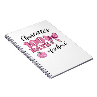 Meisjes 100 dagen van school roze potlood strik notitieboek