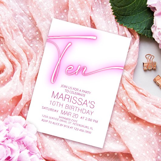 Meisjes 10e Neon Teen Verjaardag Kaart