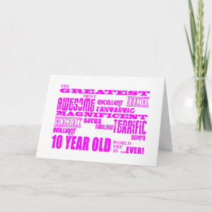 Meisjes 10e verjaardag: Roze 10 jaar oud Kaart