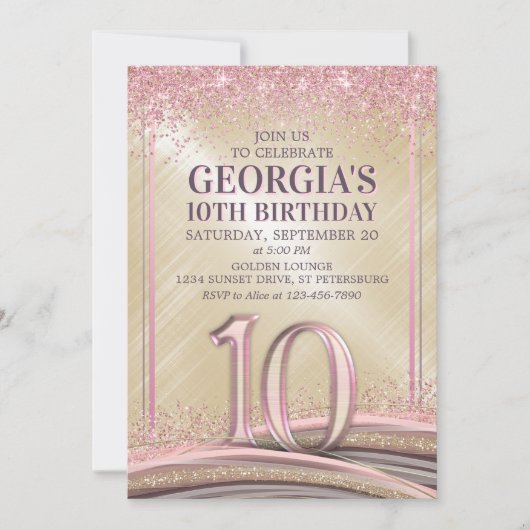 Meisjes 10e verjaardag uitnodiging (Voorkant)