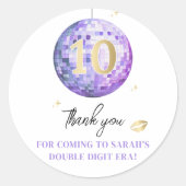 Meisjes 10e verjaardagsfeest Paarse Gouden Glam Di Ronde Sticker (Voorkant)