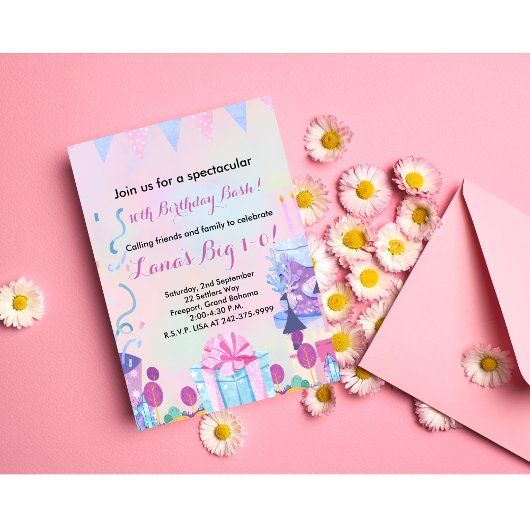 Meisjes 10e verjaardagsfeestje kaart