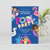 Meisjes 10th Birthday Pool Party Kaart (Staand voorkant)