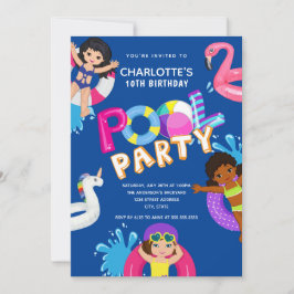 Meisjes 10th Birthday Pool Party Kaart