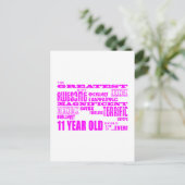 Meisjes 11e verjaardag : Roze 11 jaar oud Briefkaart (Staand voorkant)