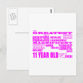 Meisjes 11e verjaardag : Roze 11 jaar oud Briefkaart (Voorkant / Achterkant)
