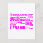Meisjes 11e verjaardag : Roze 11 jaar oud Briefkaart (Voorkant)