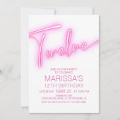 Meisjes 12e Neon Teen Verjaardag Kaart (Voorkant)