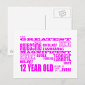 Meisjes 12e verjaardag : Pink Greatest 12 jaar oud Briefkaart (Voorkant / Achterkant)