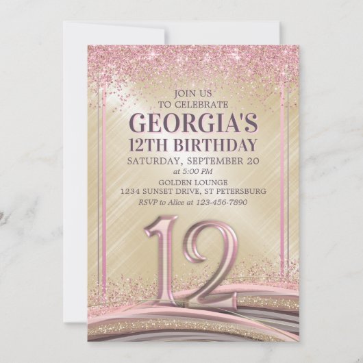 Meisjes 12e verjaardag uitnodiging (Voorkant)
