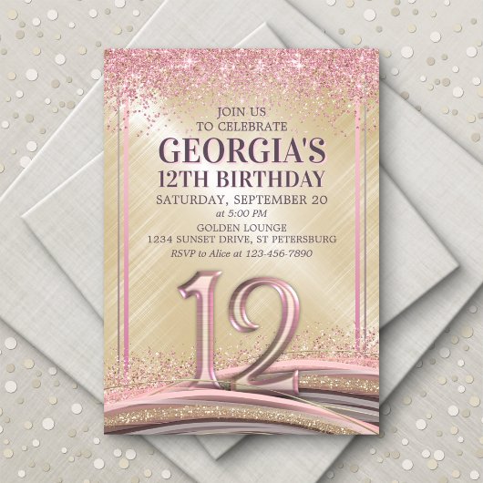 Meisjes 12e verjaardag uitnodiging