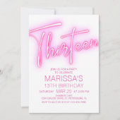 Meisjes 13e Neon Teen Verjaardag Kaart (Voorkant)