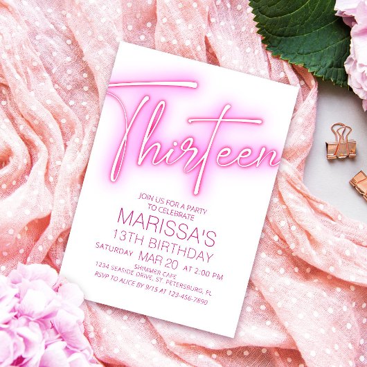 Meisjes 13e Neon Teen Verjaardag Kaart