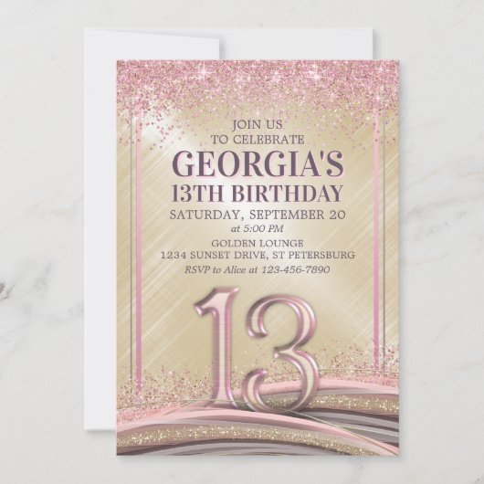 Meisjes 13e verjaardag uitnodiging (Voorkant)