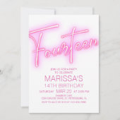 Meisjes 14e Neon Teen Verjaardag Kaart (Voorkant)
