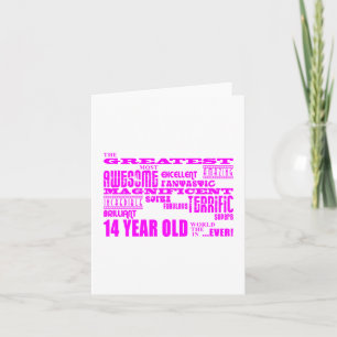 Meisjes 14e verjaardag : Roze grootste 14 jaar oud Kaart