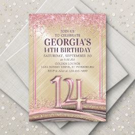 Meisjes 14e verjaardag uitnodiging