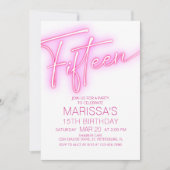 Meisjes 15e Neon Teen Verjaardag Kaart (Voorkant)