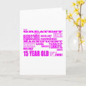 Meisjes 15e verjaardag: Roze Grootste 15-jarige Kaart (Gele Bloem)