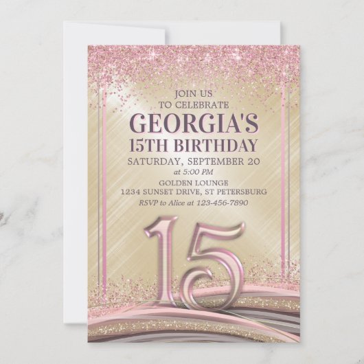 Meisjes 15e verjaardag uitnodiging (Voorkant)