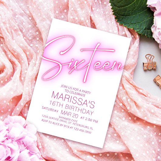 Meisjes 16e Neon Teen Verjaardag Kaart