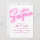 Meisjes 16e Neon Teen Verjaardag Kaart (Voorkant)