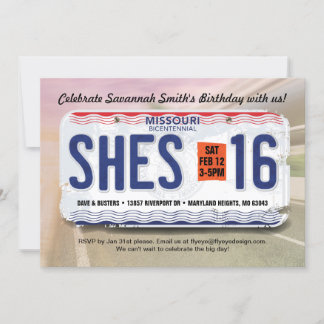 Meisje's 16e verjaardag Missouri uitnodiging