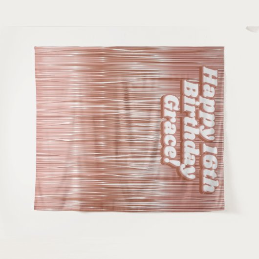 Meisjes 16e Verjaardag Roos Gouden Faux Tinsel Ach Wandkleed (Voorkant (horizontaal))